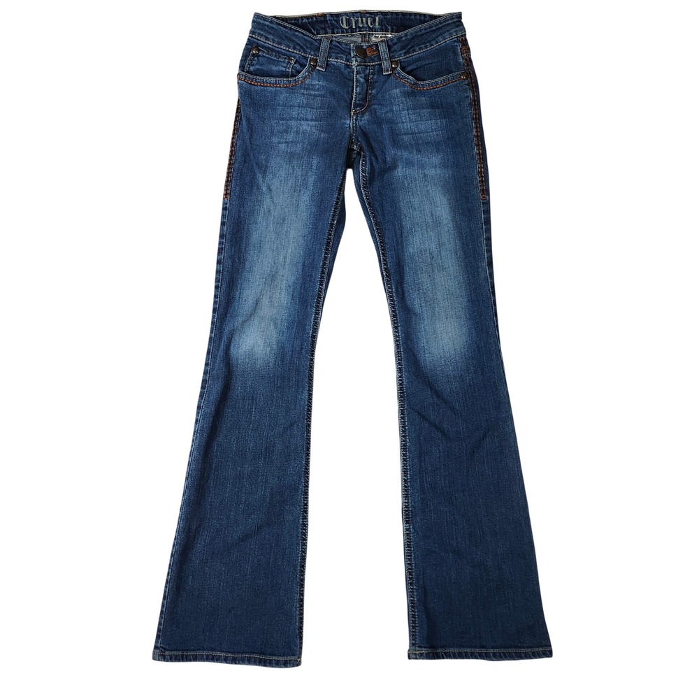 Cruel Mackenzie Bootcut Jeans Womens 28 Blue Excellent Contrast Stitch Low Rise